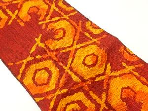 未使用品　手織り真綿紬亀甲模様織出し名古屋帯